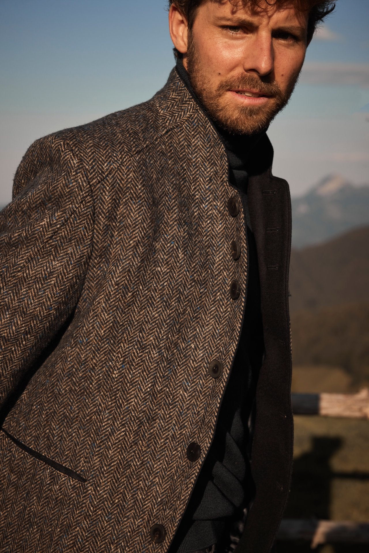 Janker Valentin, Fischgrat blau/grau/beige