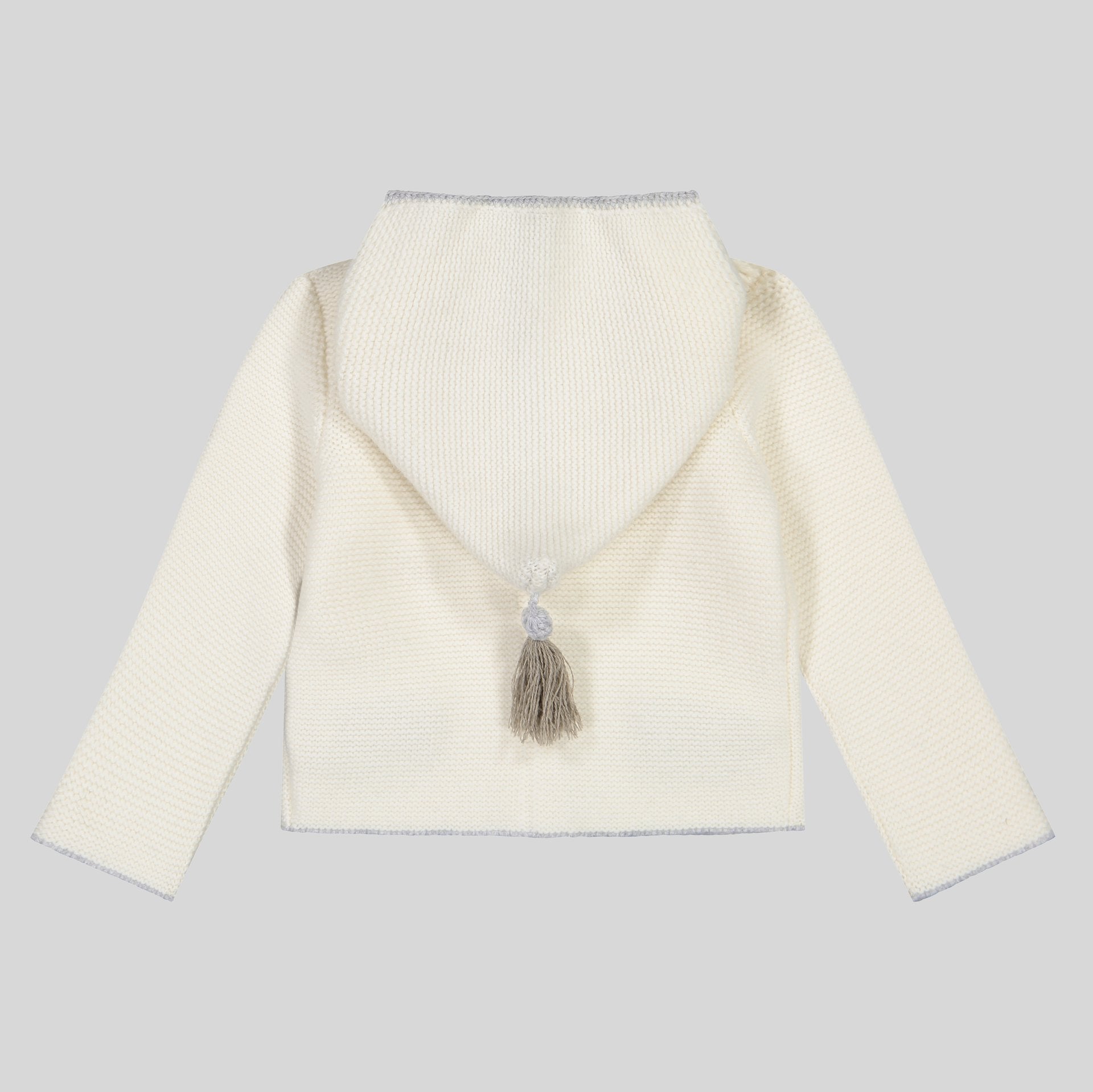 Kinder Kapuzenstrickjacke Leni, creme/silbergrau/flechte