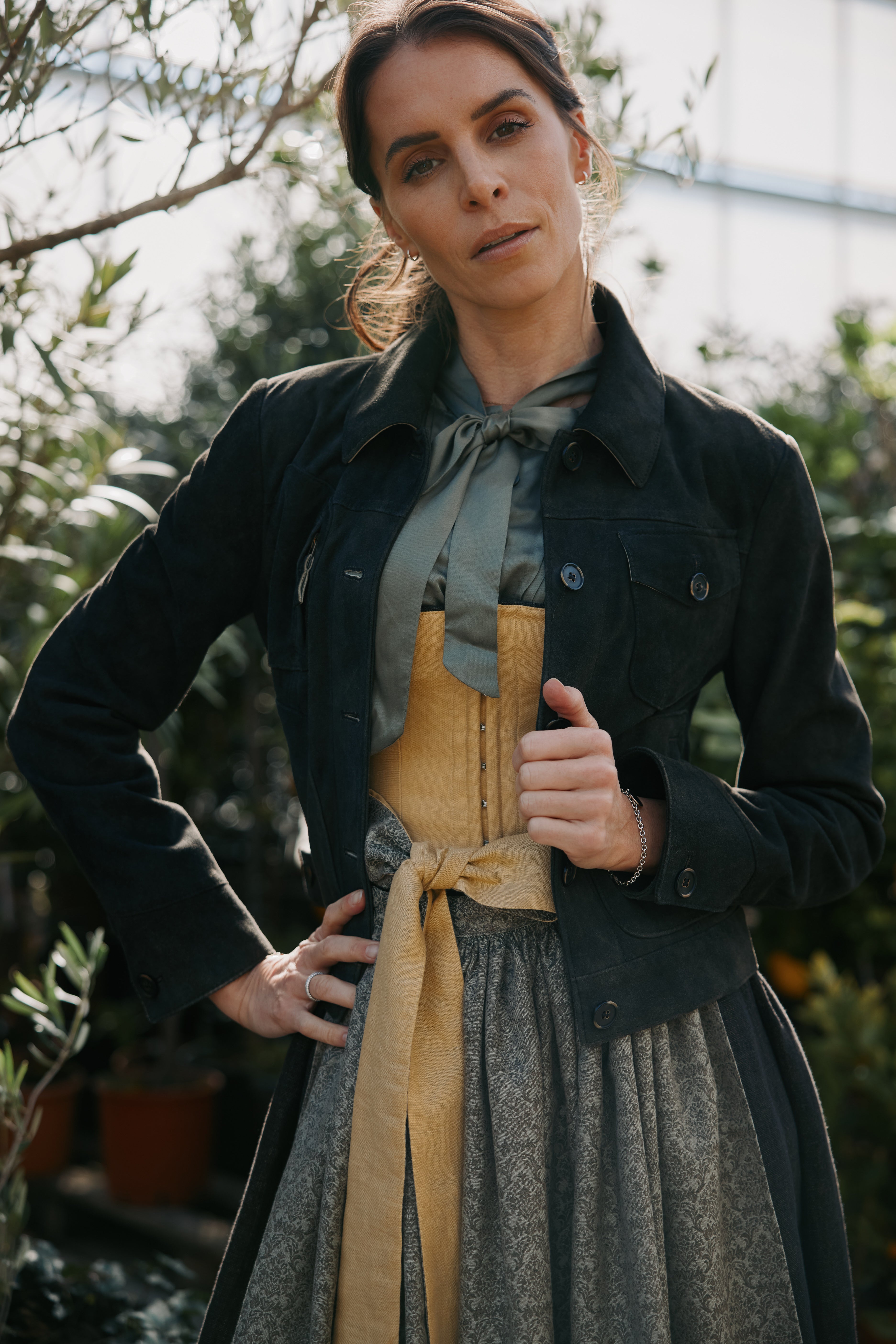 Dirndl Lydia, gelb/oliv