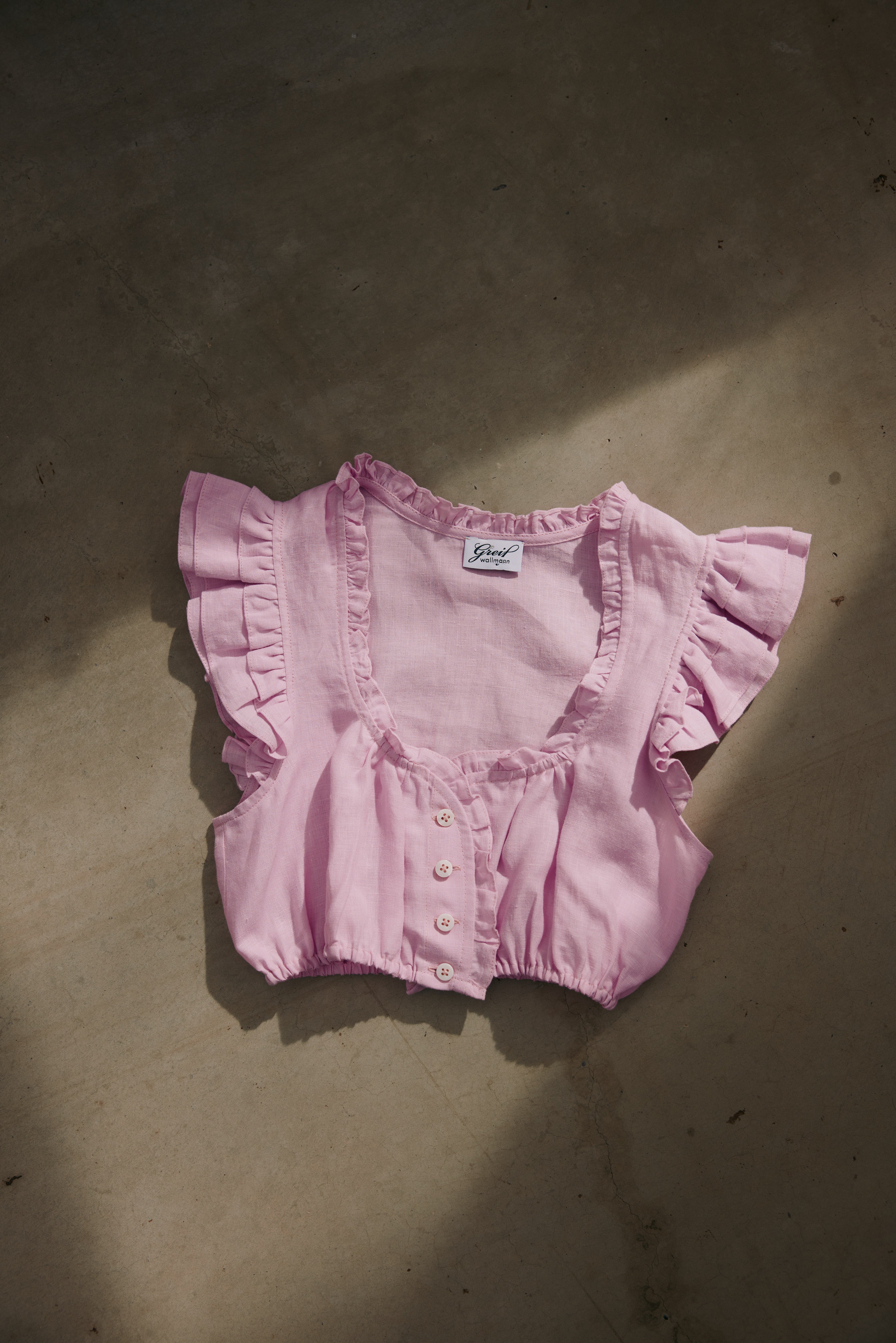 Dirndlbluse Tilda, rosa Leinen