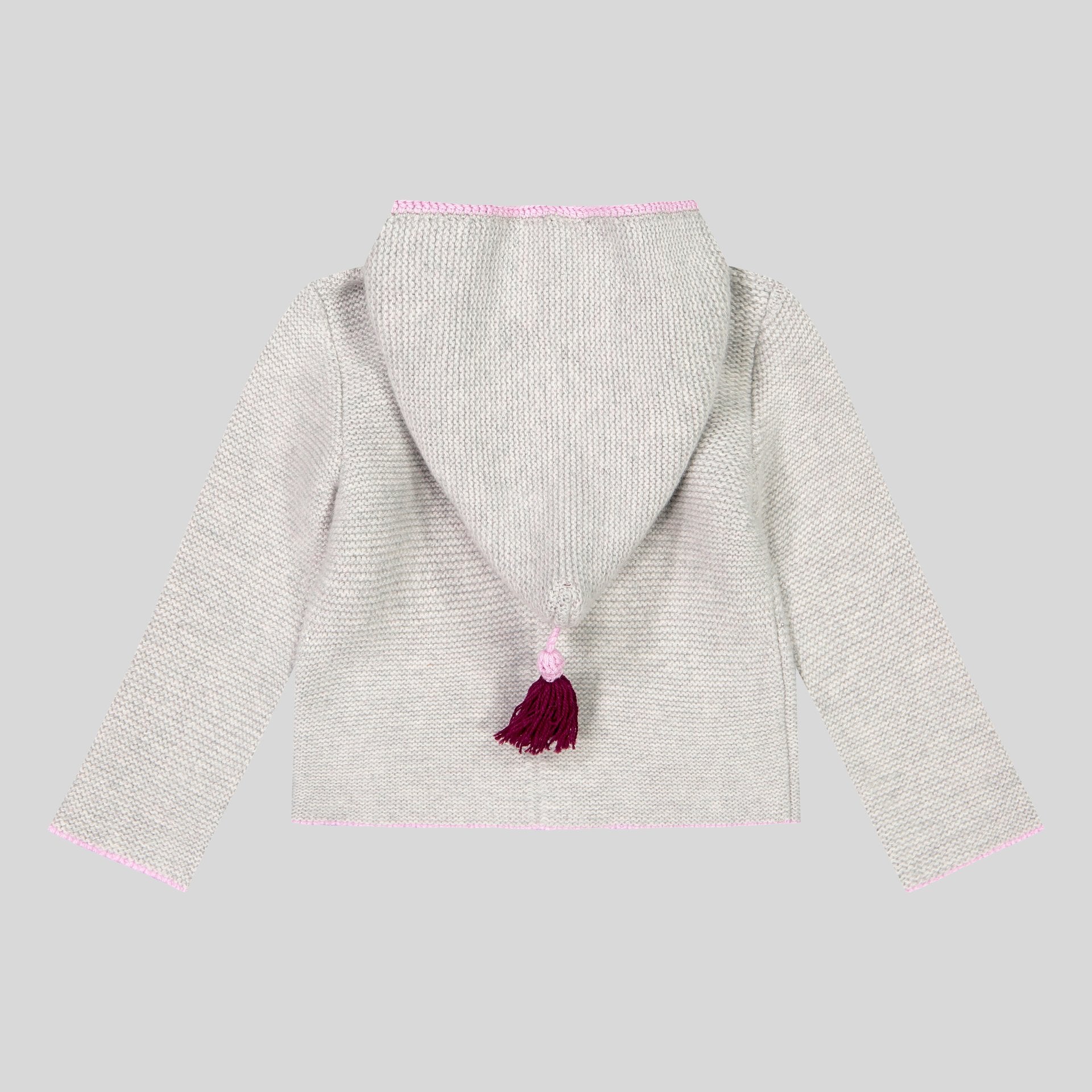 Kinder Kapuzenstrickjacke Leni, hellgrau/rosé/beere