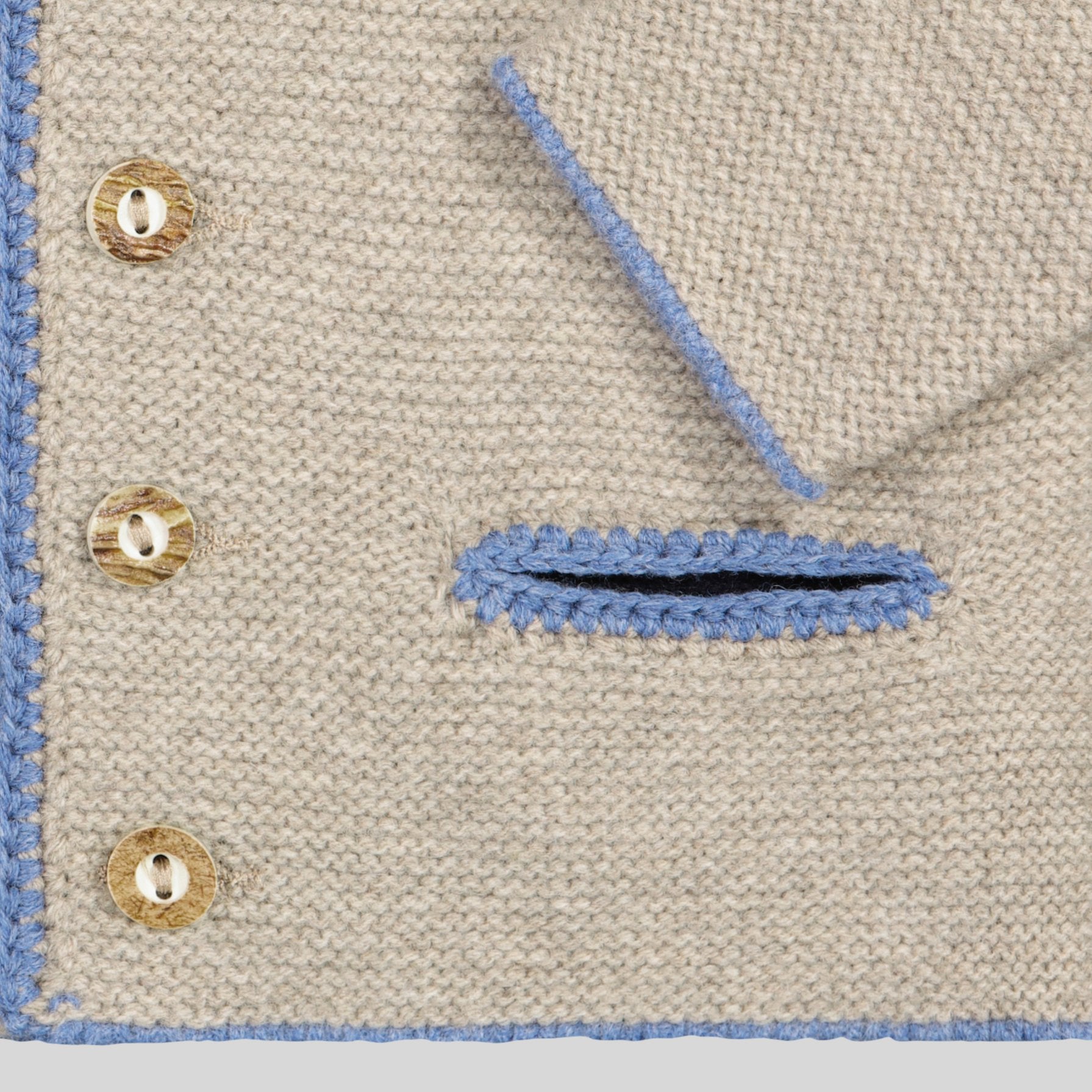 Kinder Kapuzenstrickjacke Linus, cobble/hellblau/dunkelblau