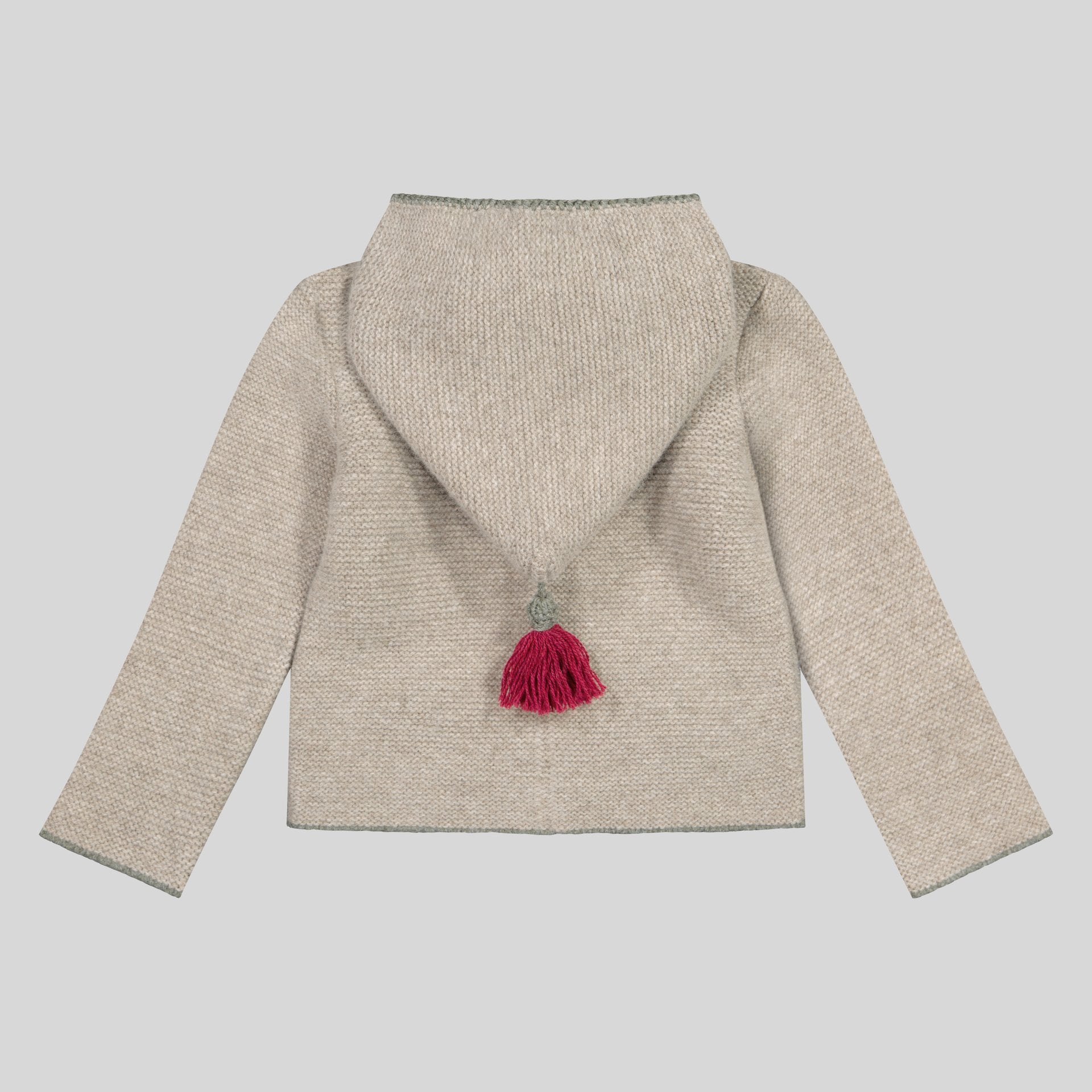 Kinder Kapuzenstrickjacke Leni, cobble/flechte/rubin
