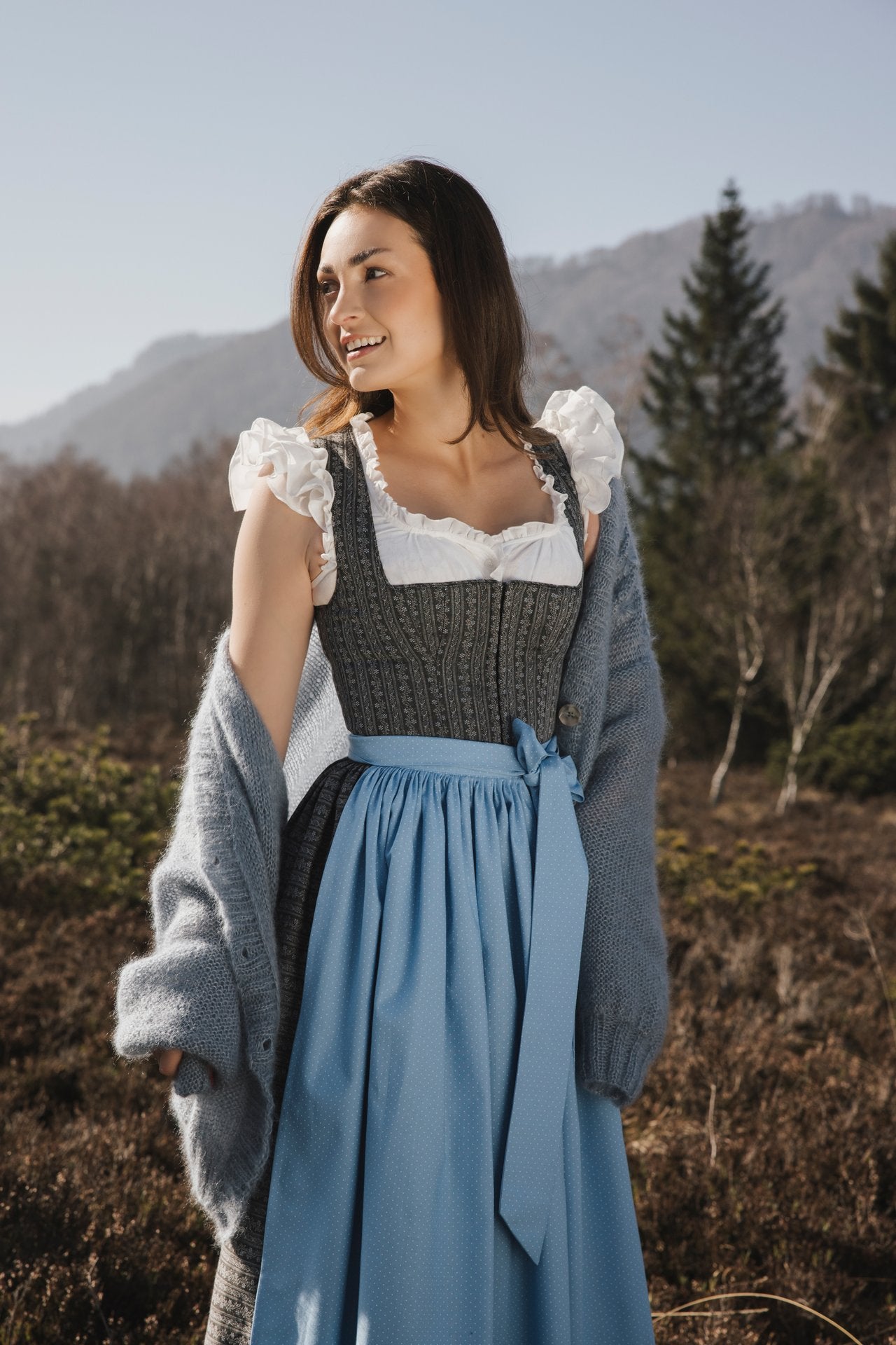 Dirndl Leni, grau gemustert