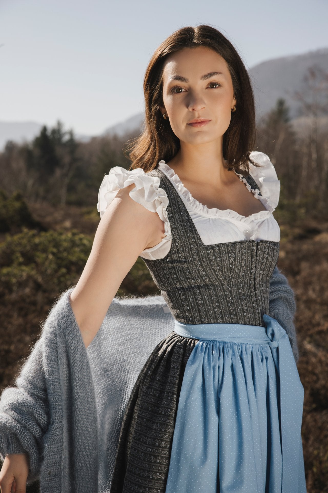Dirndl Leni, grau gemustert