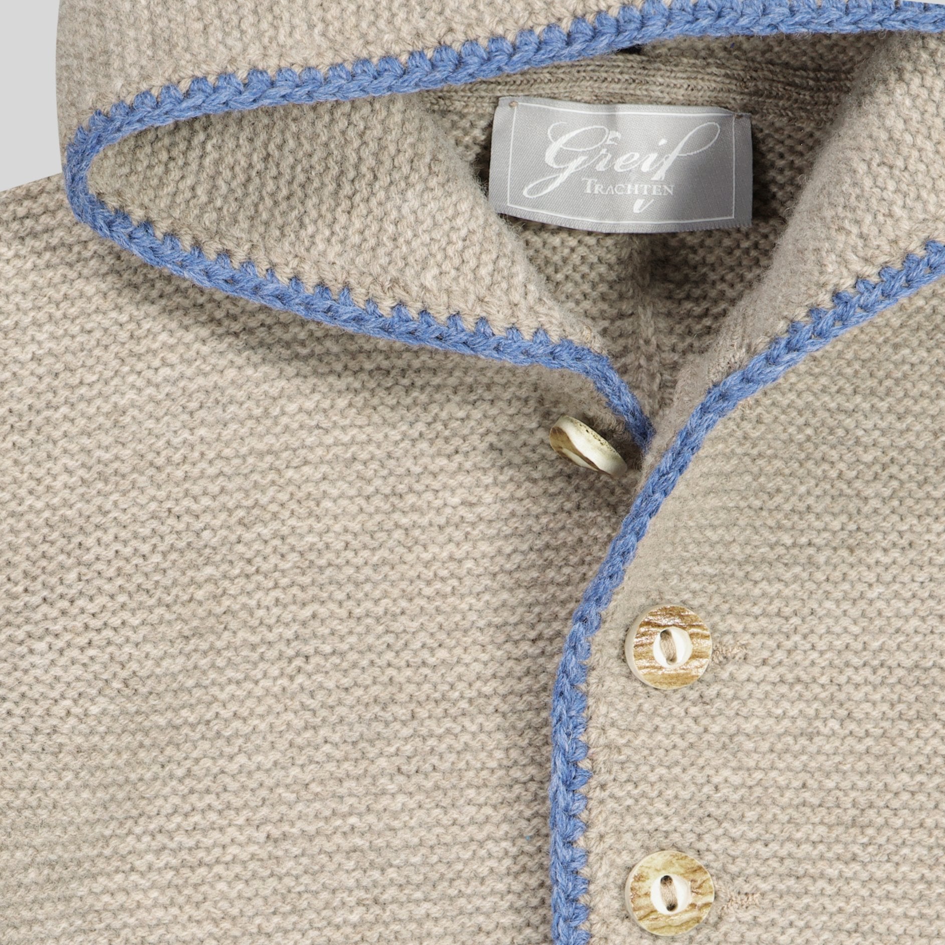 Kinder Kapuzenstrickjacke Linus, cobble/hellblau/dunkelblau