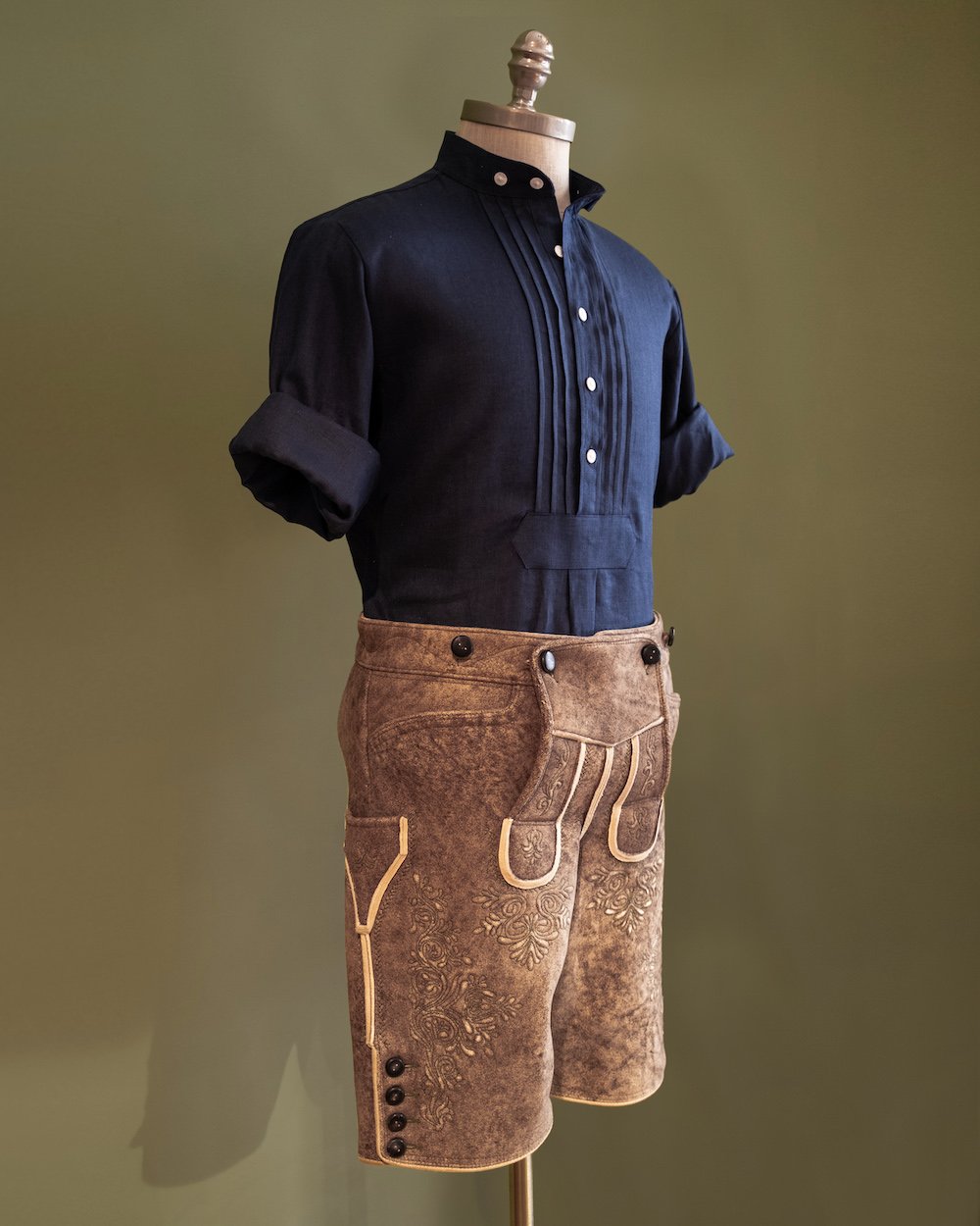 Leinenhemd dunkelblau Slim Fit Bild 10
