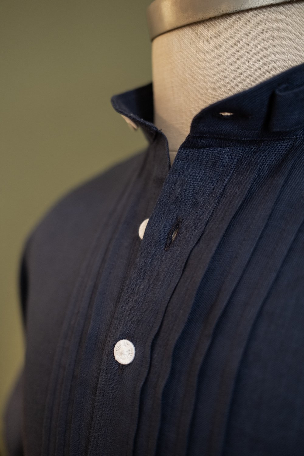 Leinenhemd dunkelblau Slim Fit Bild 5