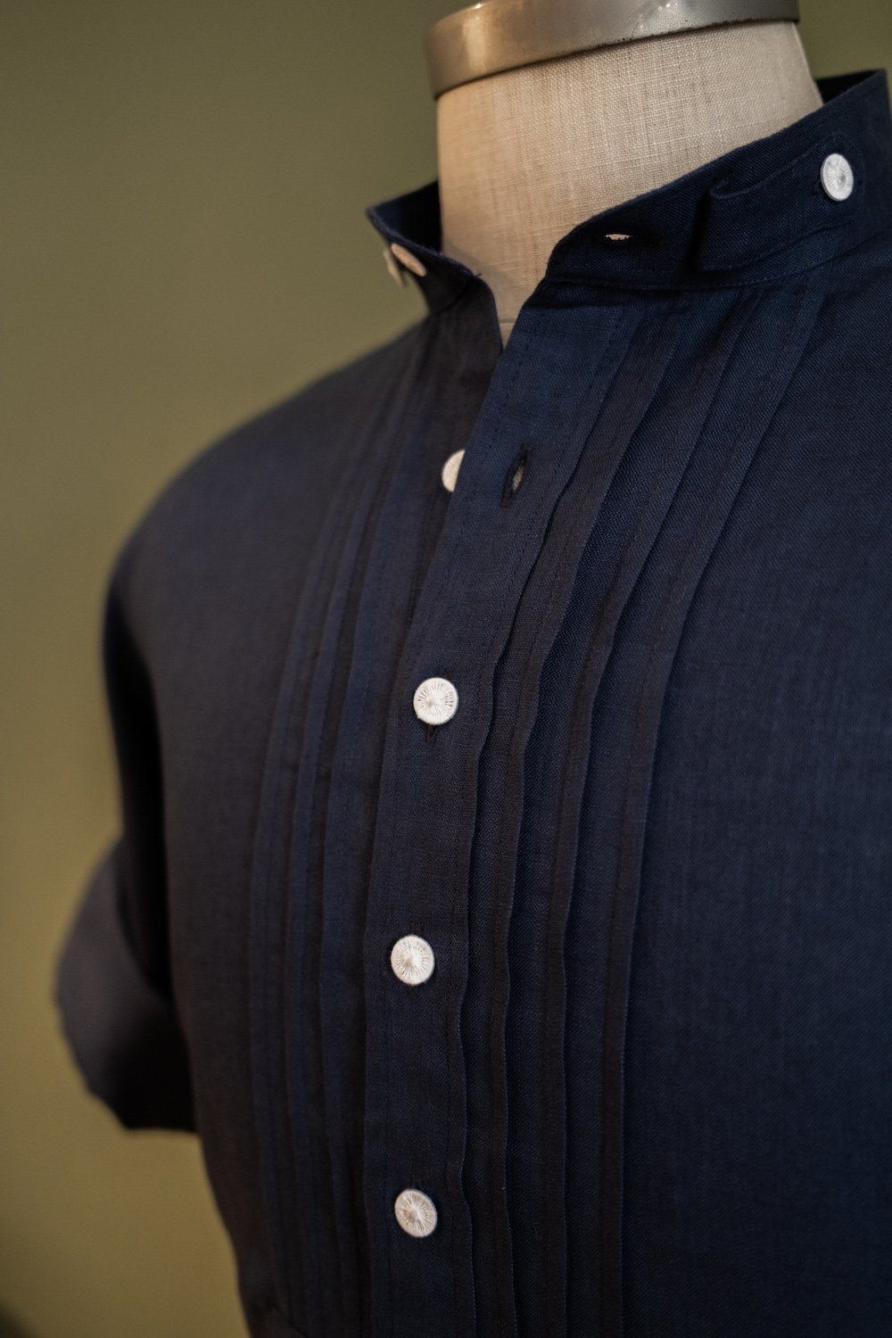 Leinenhemd dunkelblau Slim Fit Bild 8