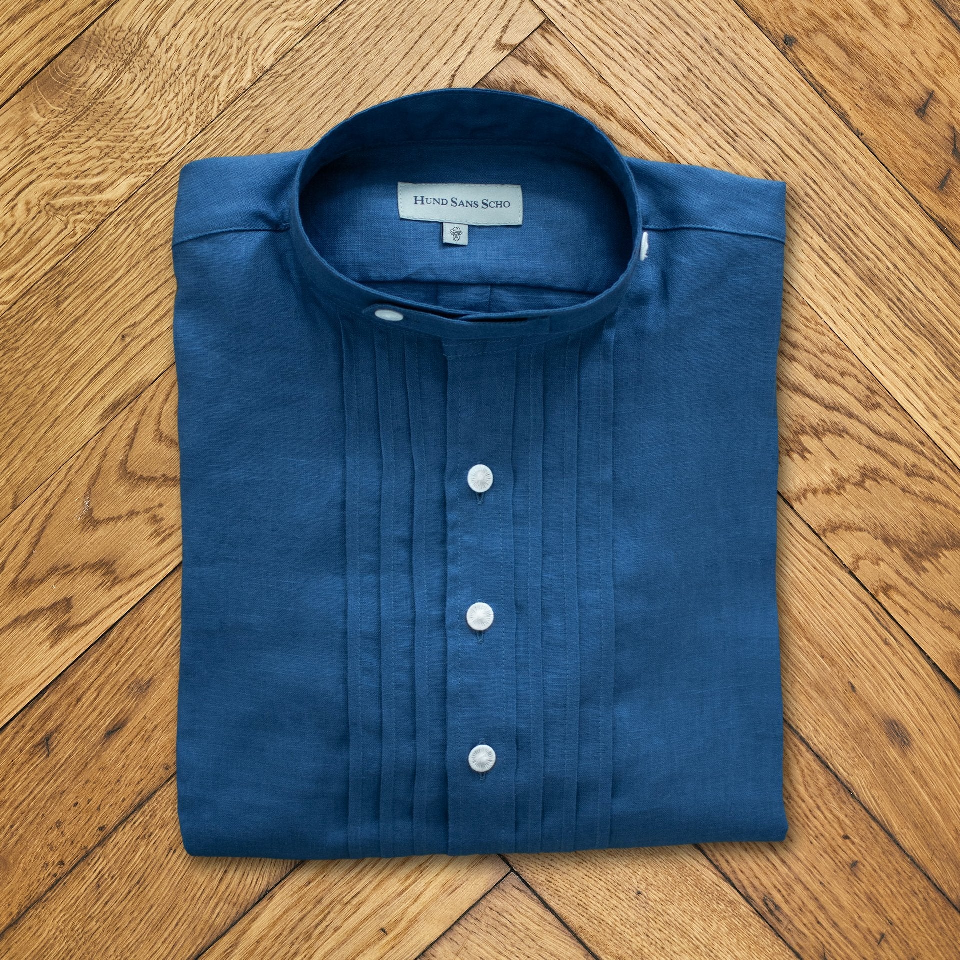 Leinenhemd mittelblau Slim Fit Bild 2