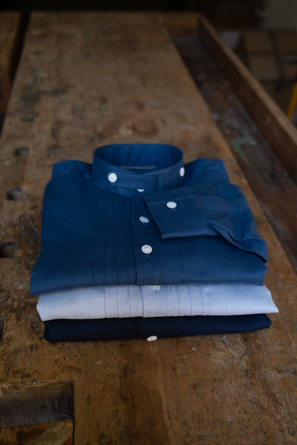Leinenhemd mittelblau Slim Fit Bild 8
