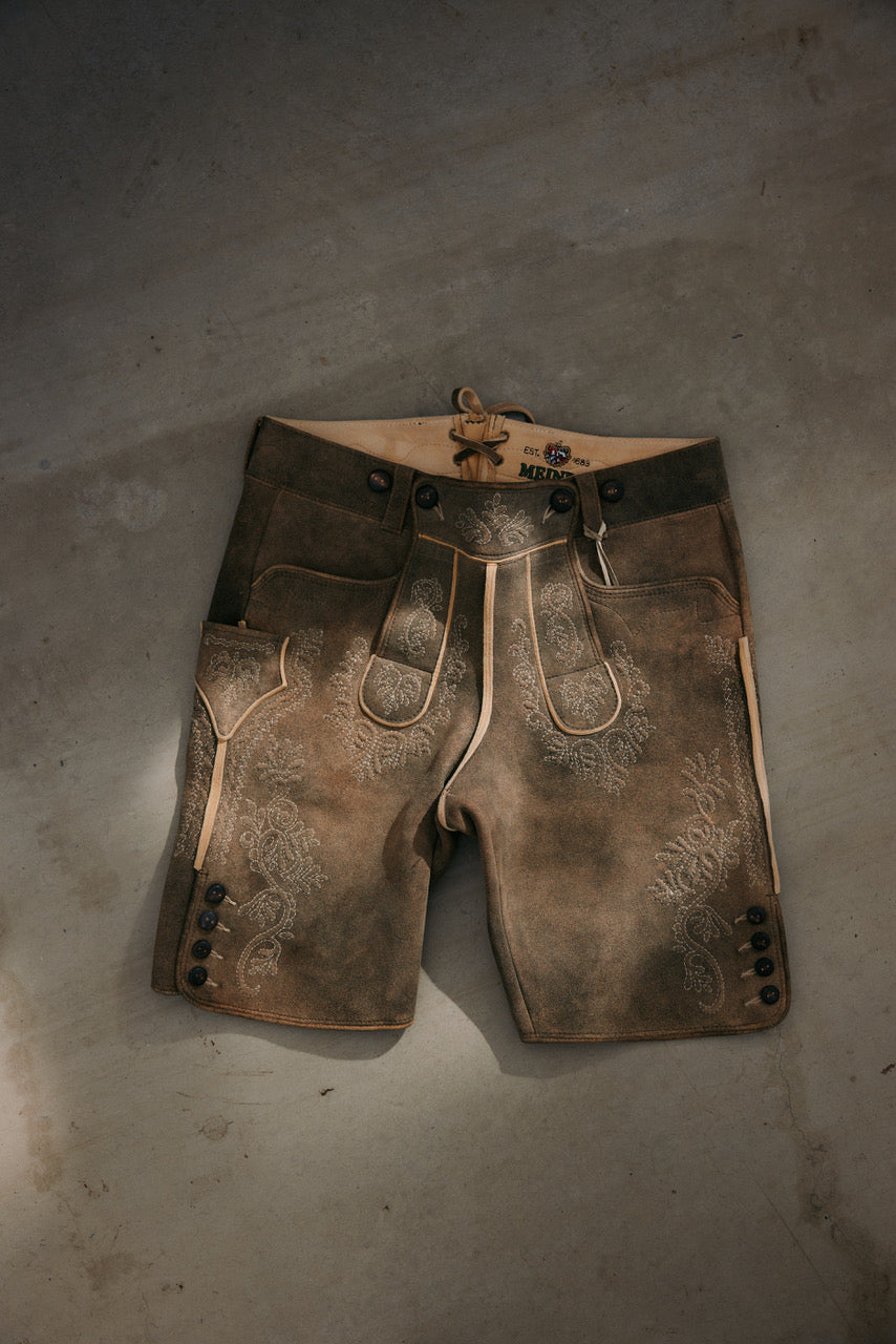 Hirschlederhose Modell Ludwig Karl August sand Bild 1