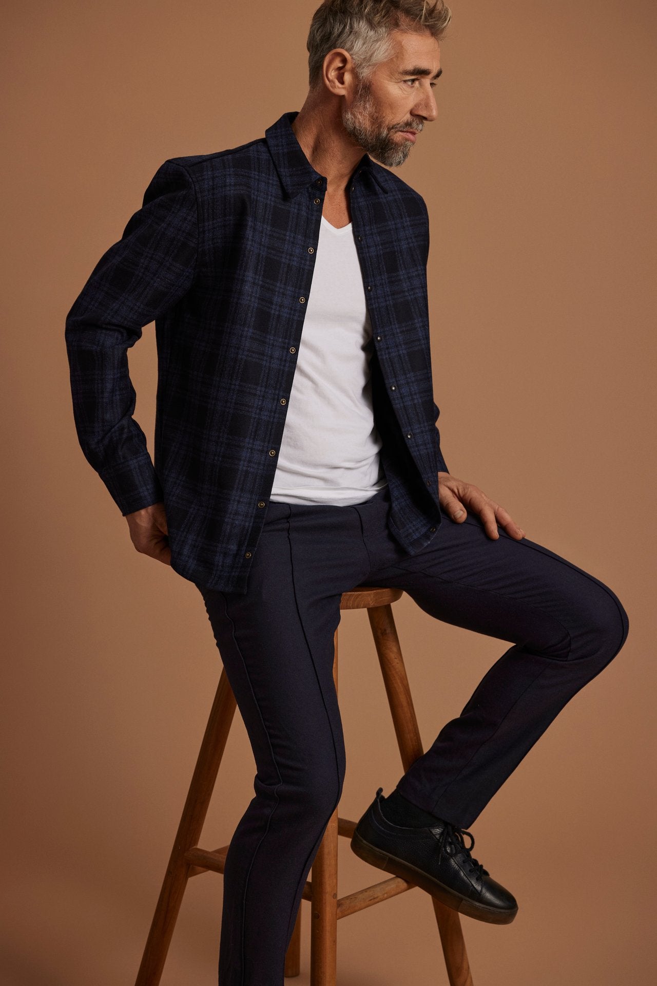 Flanellhemd Felix dkl.blau/blau Bild 3