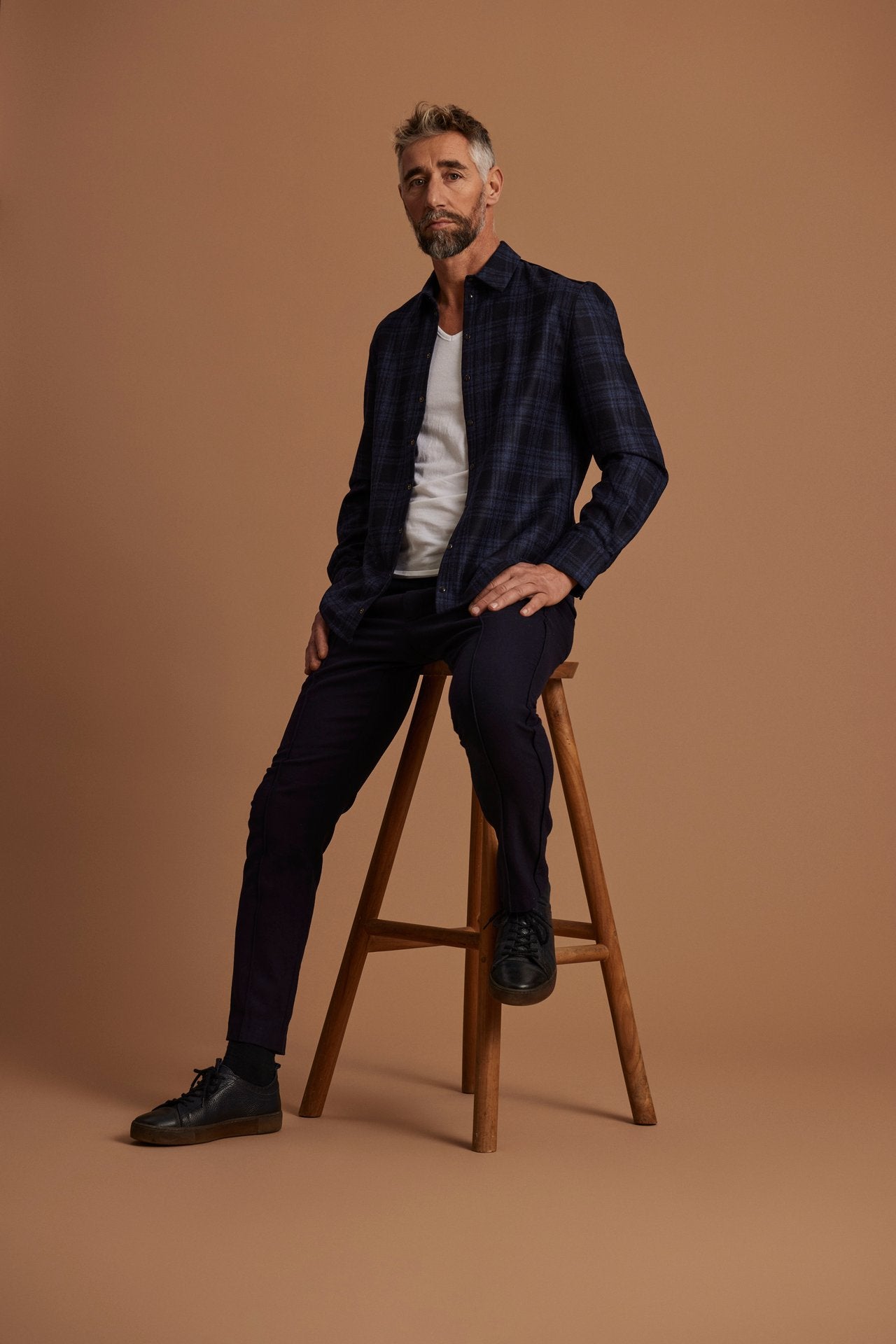 Flanellhemd Felix dkl.blau/blau Bild 4