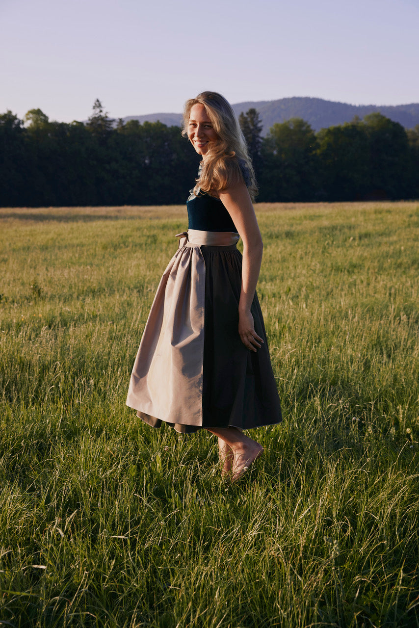 Samt-Dirndl Coco petrol/taupe Bild 2