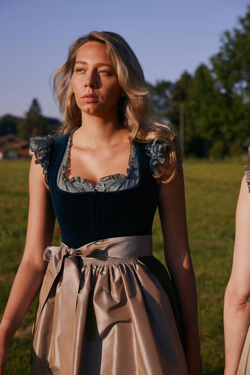 Samt-Dirndl Coco petrol/taupe Bild 3