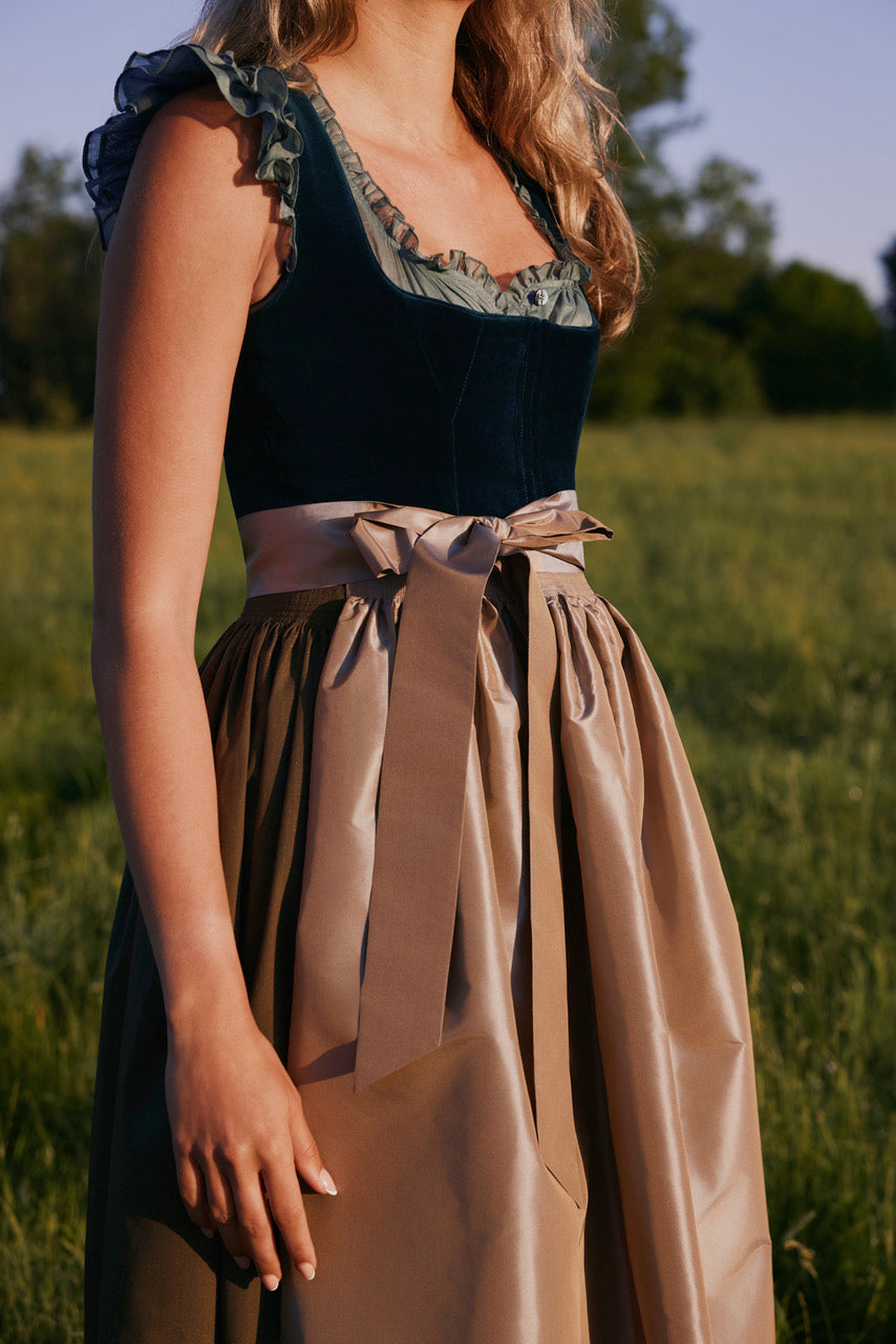 Samt-Dirndl Coco petrol/taupe Bild 4