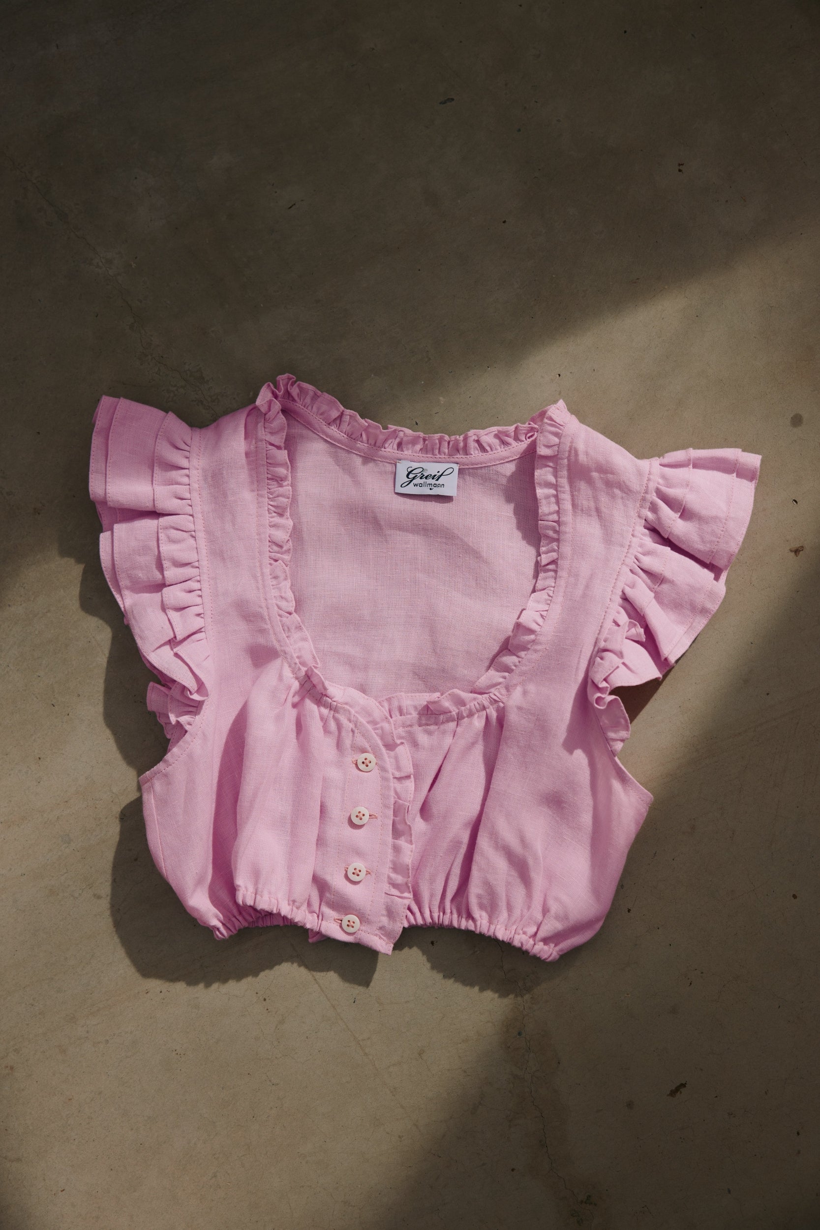 Dirndlbluse Tilda rosa Leinen Bild 2