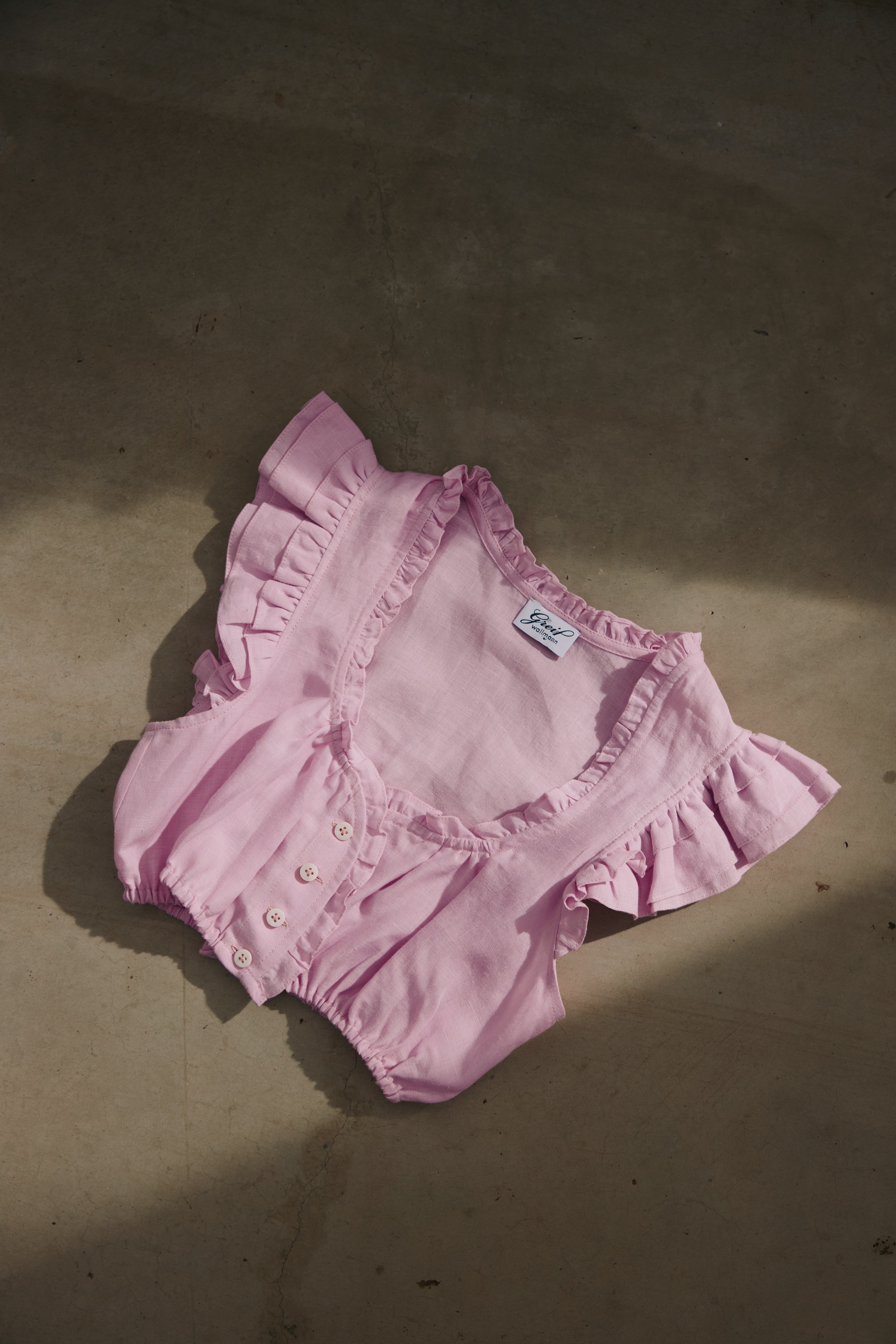 Dirndlbluse Tilda, rosa Leinen