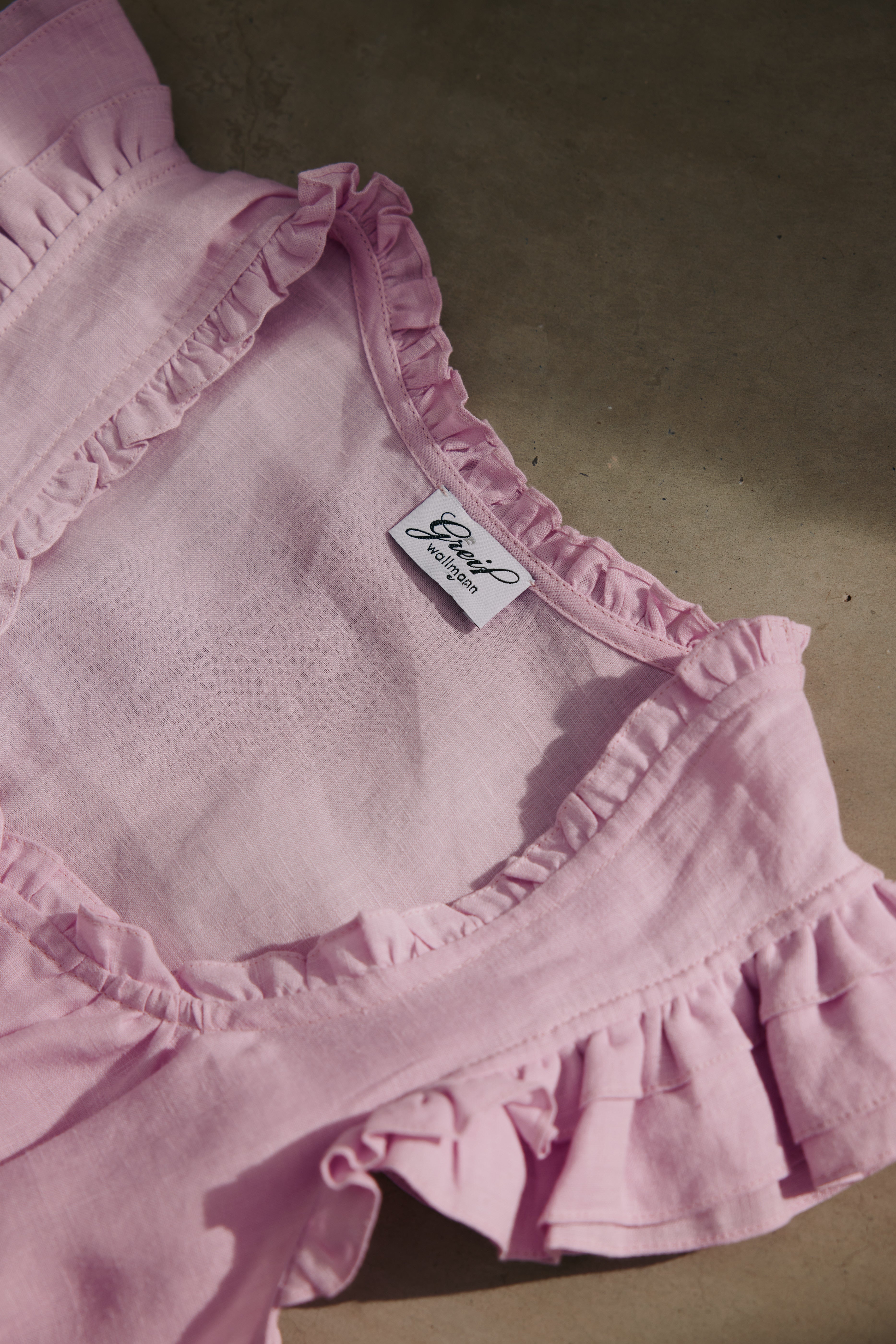 Dirndlbluse Tilda, rosa Leinen