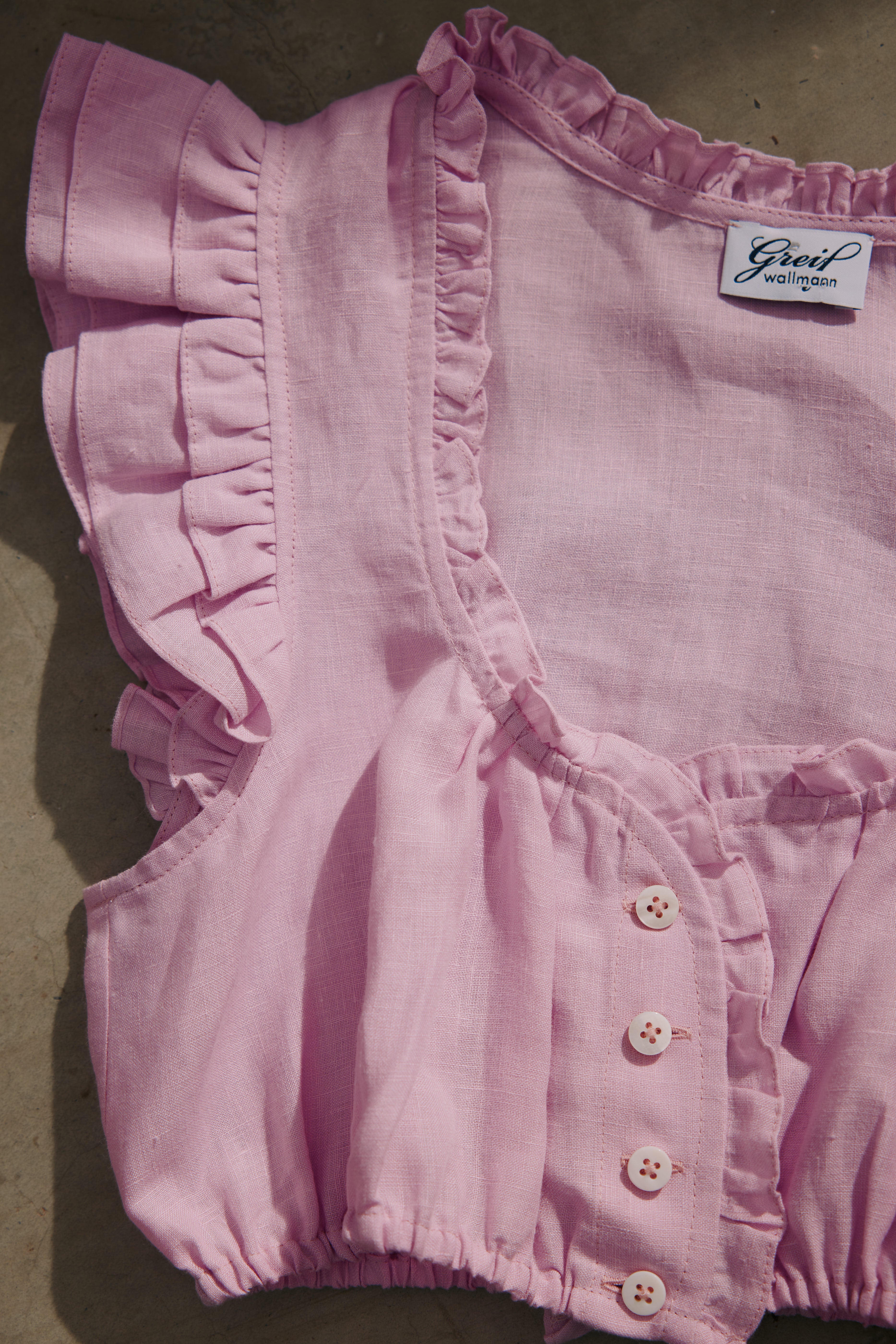 Dirndlbluse Tilda, rosa Leinen