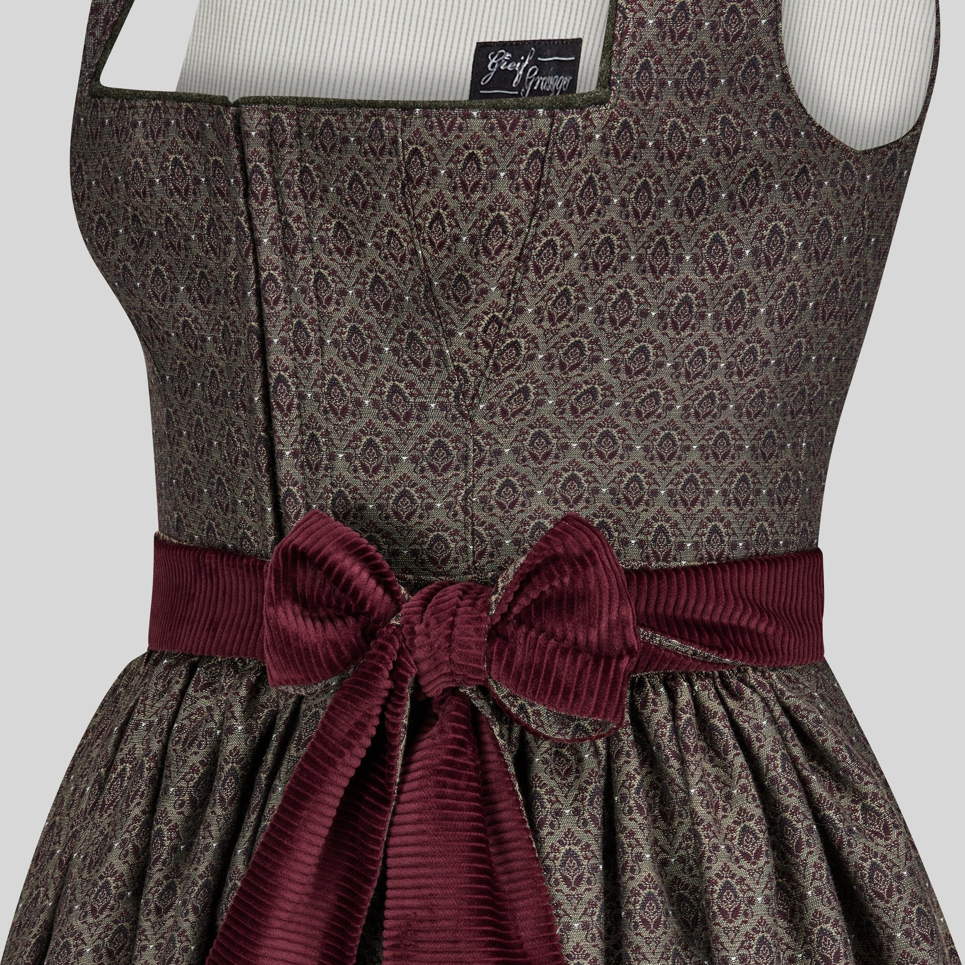 Dirndl Lotte, oliv/bordeaux