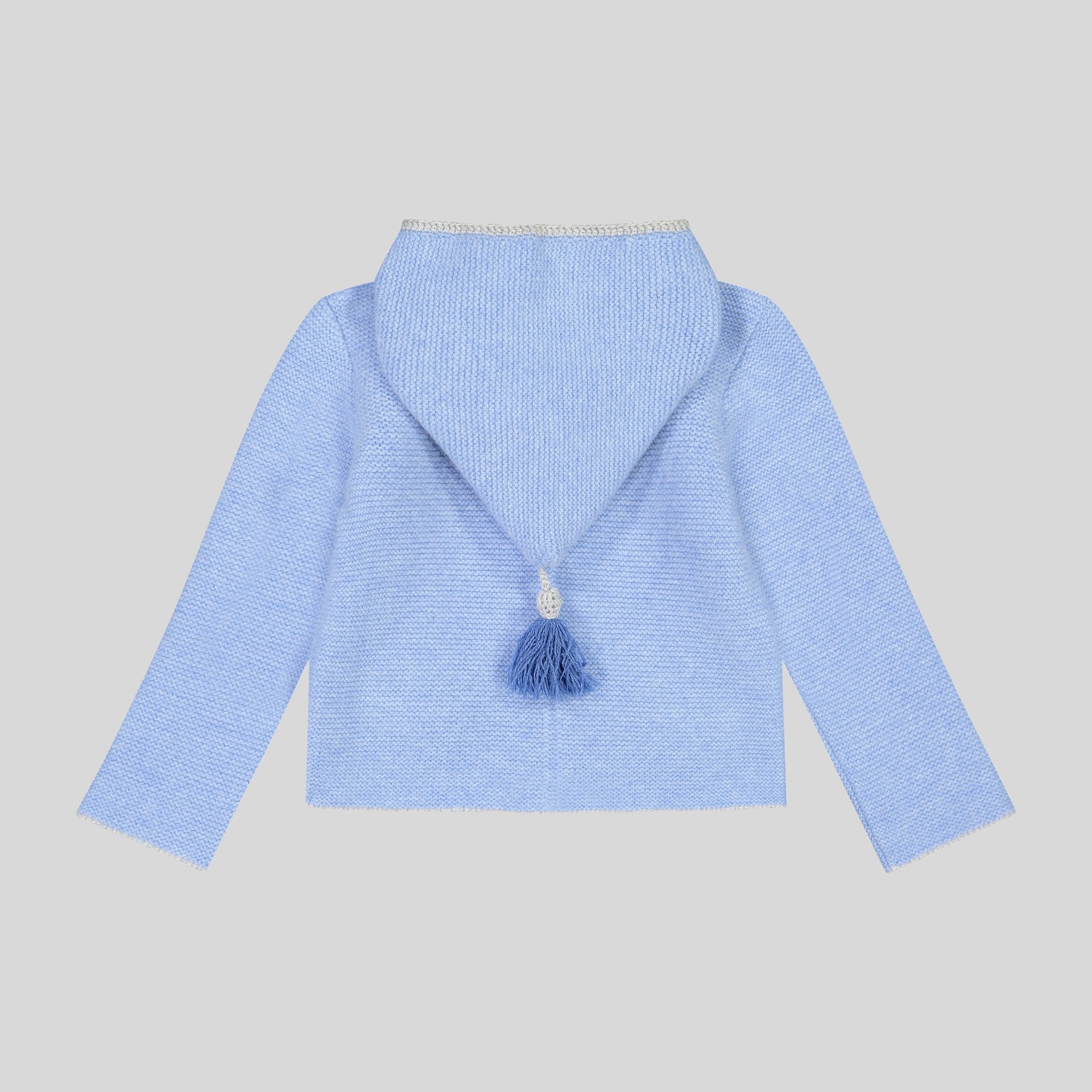 Kinder Kapuzenstrickjacke Linus, hellblau/silbergrau/mittelblau