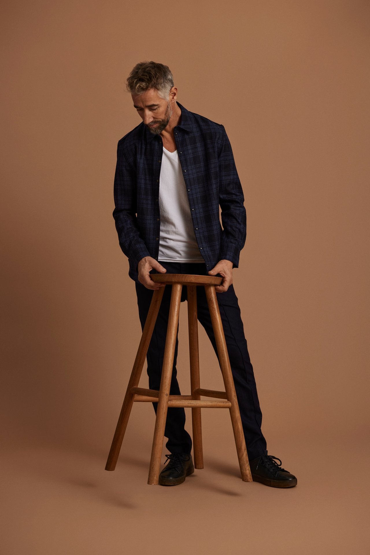 Flanellhemd Felix, dkl.blau/blau