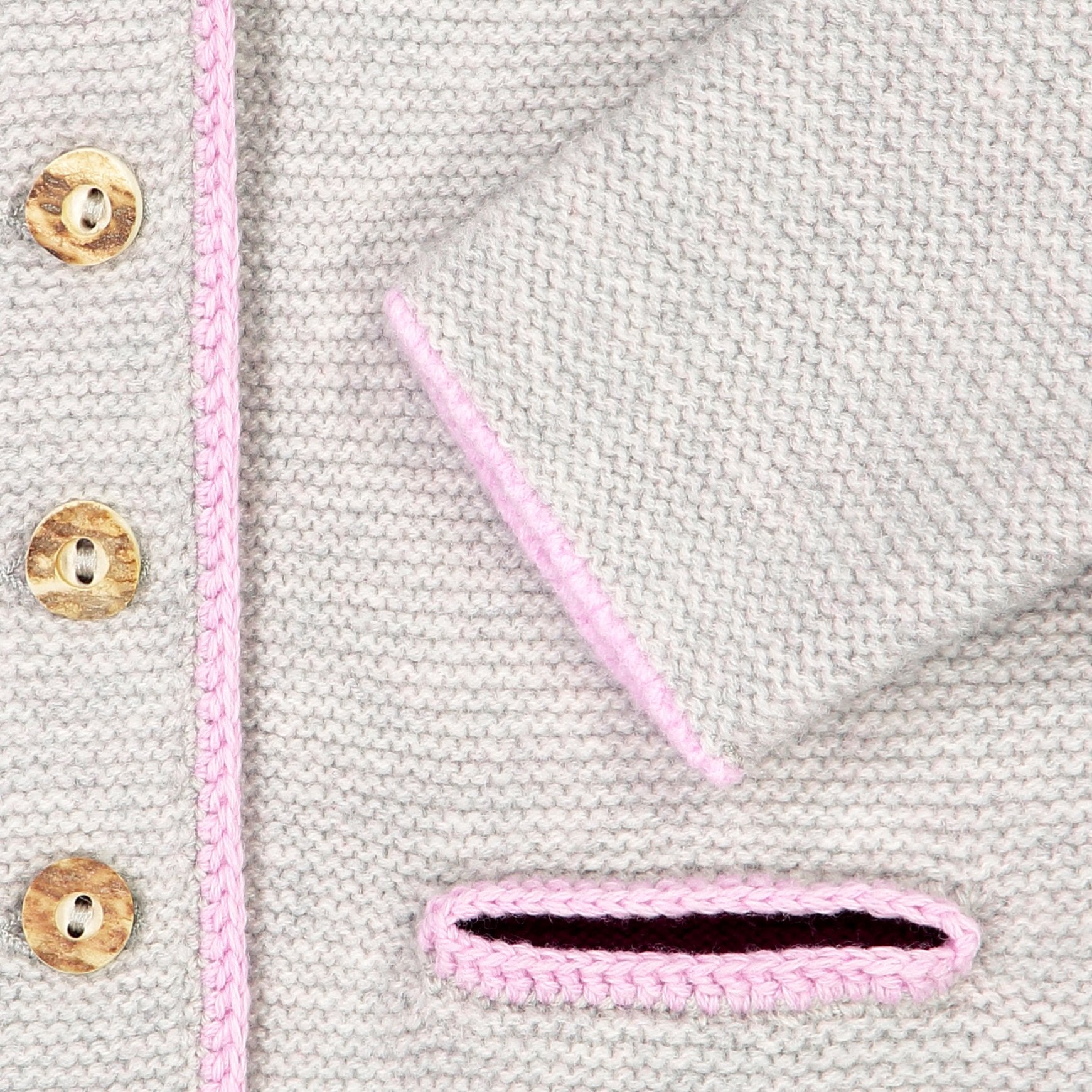 Kinder Kapuzenstrickjacke Leni hellgrau/rosé/beere  Bild 3