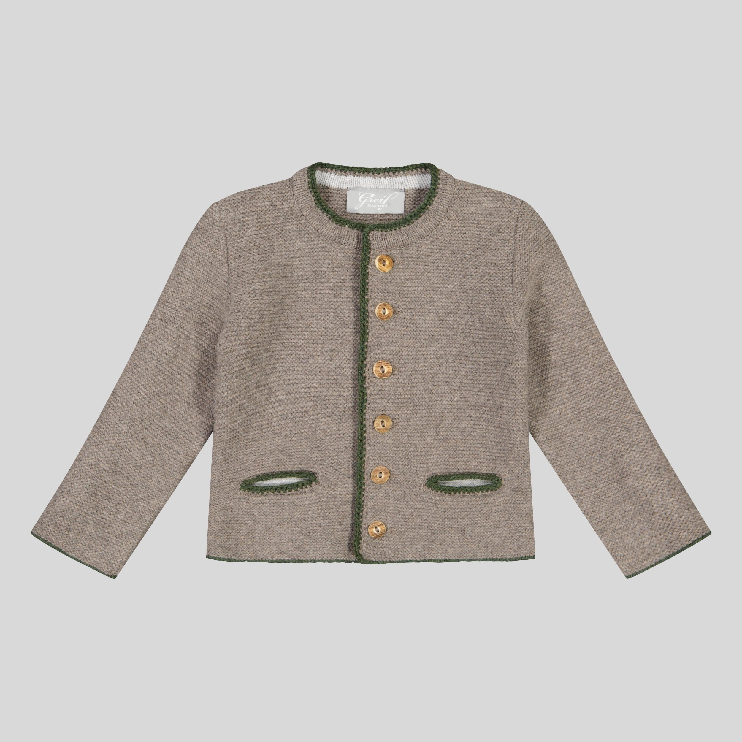 Kinder Strickjacke Moritz kiesel/loden/hellgrau  Bild 1