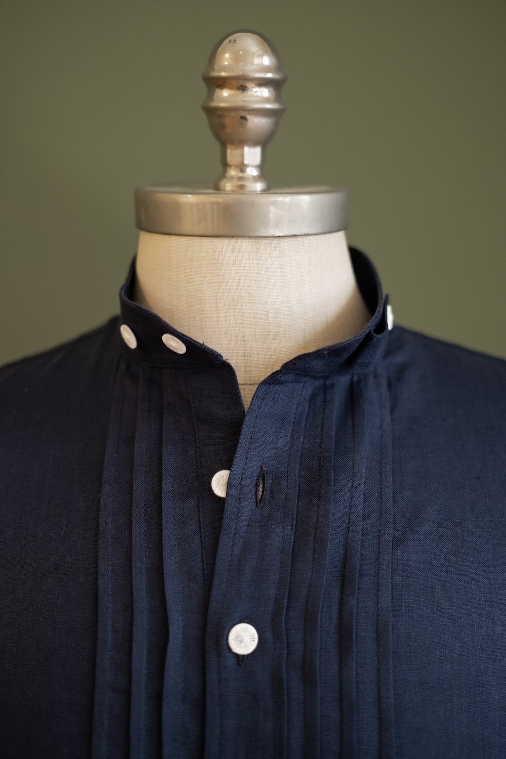 Leinenhemd dunkelblau Slim Fit  Bild 9