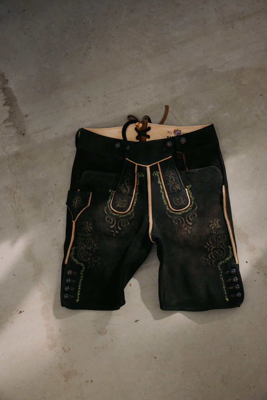 Hirschlederhose Modell Almkogel ahorn/grün  Bild 2