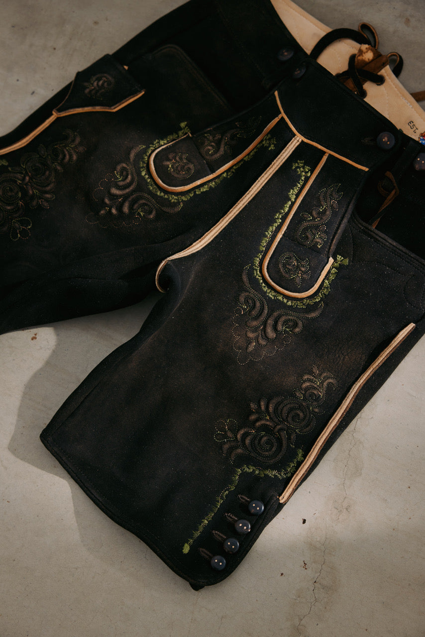 Hirschlederhose Modell Almkogel ahorn/grün  Bild 5