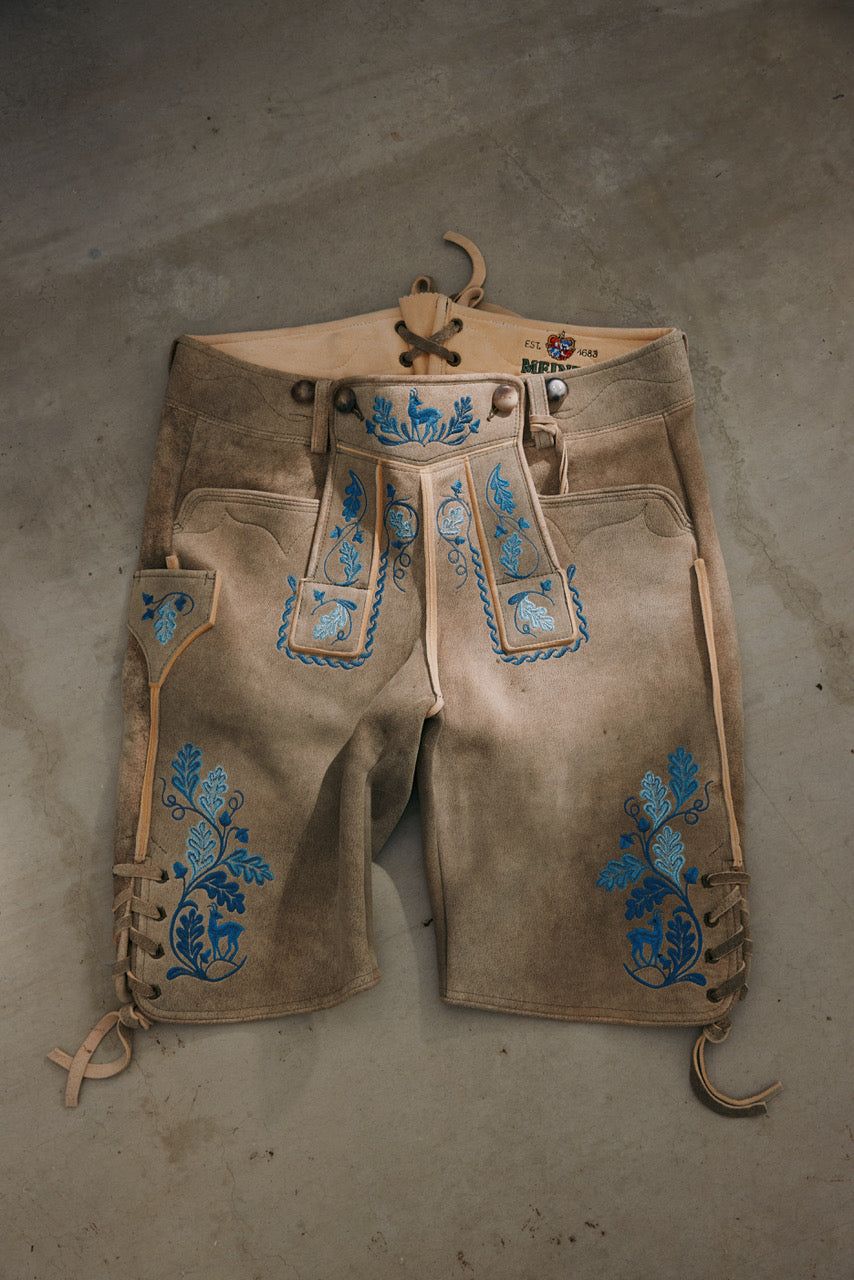 Hirschlederhose Modell Kochelsee sand/blau  Bild 1