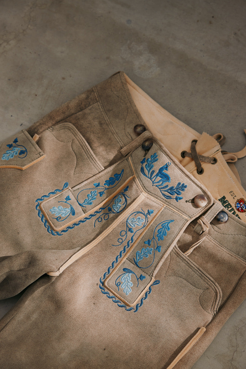 Hirschlederhose Modell Kochelsee sand/blau  Bild 3