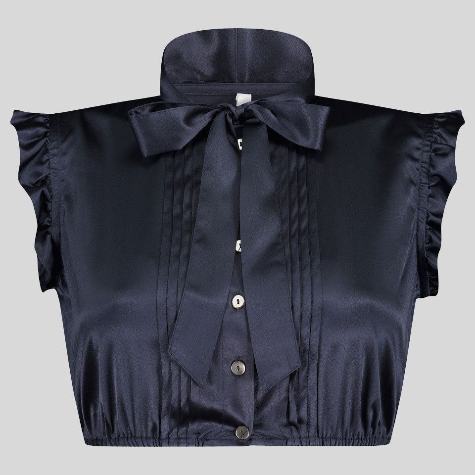 Dirndlbluse Tini dunkelblau Seide  Bild 1